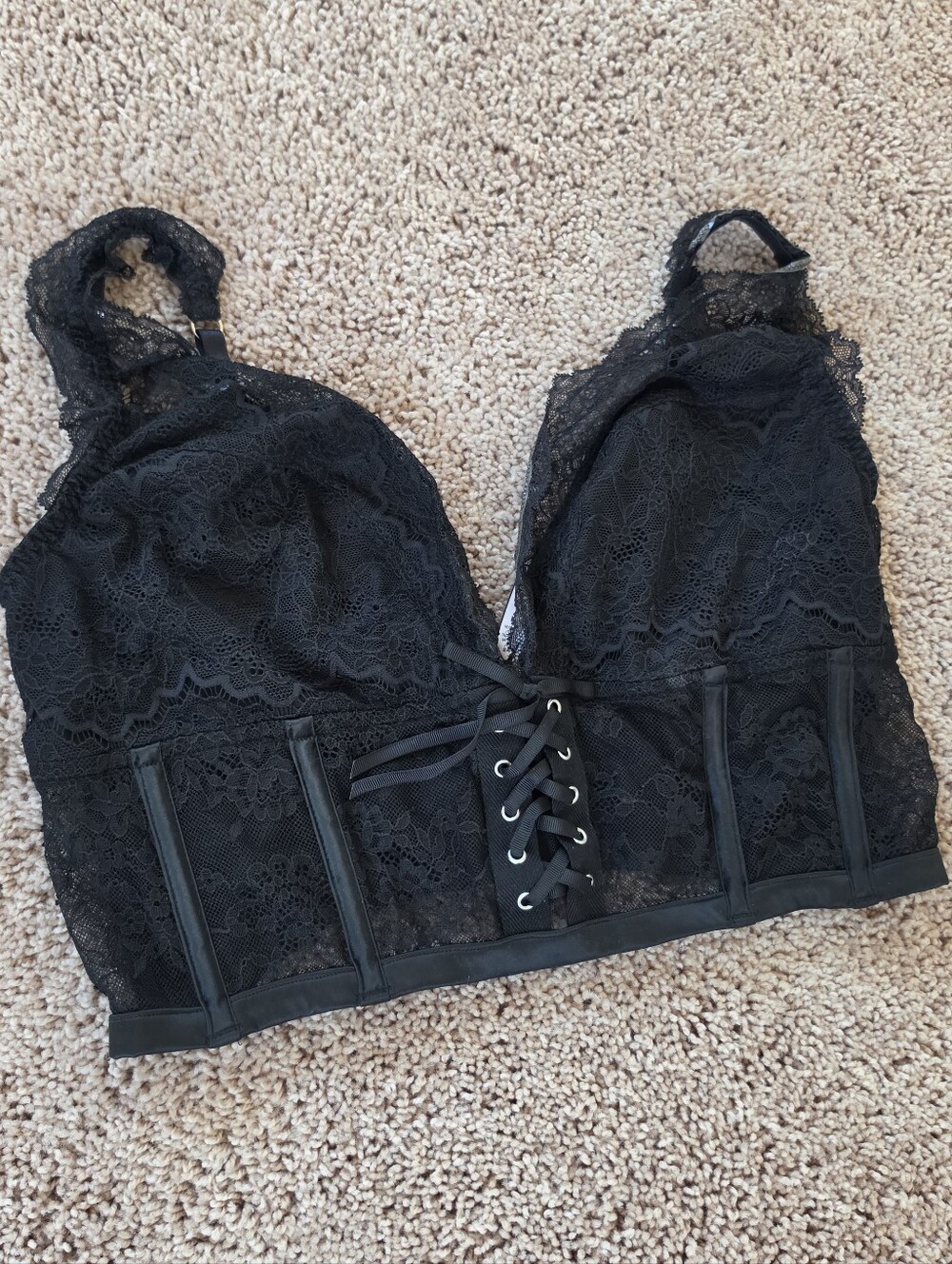 Victoria's Secret Black Lace Corset Bralette XXL